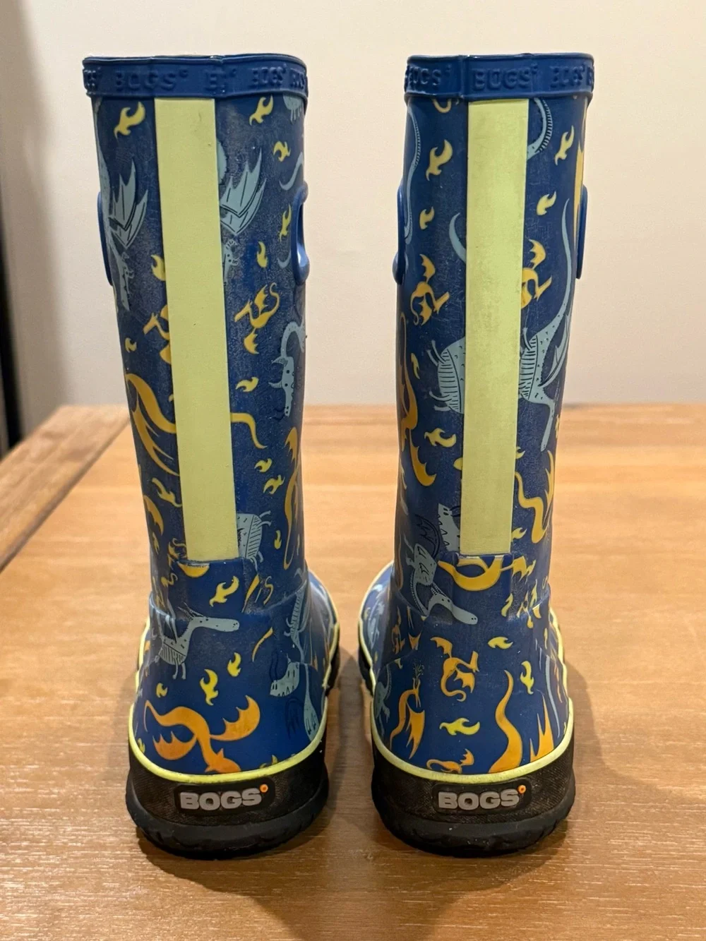 Bogs Kids Dragons Rain Boots Waterproof Rubber Blue Sz 3